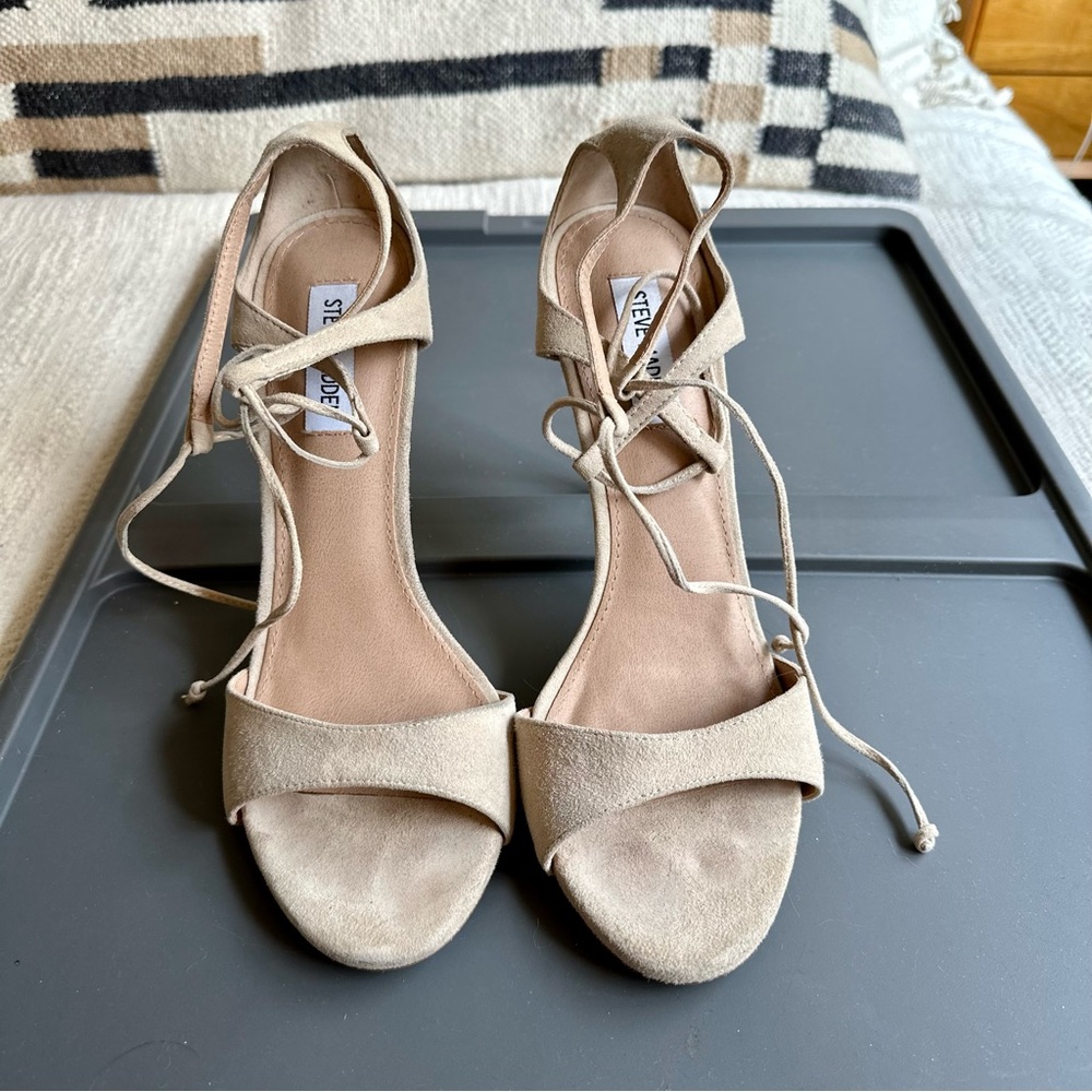 Steve Madden Neutral Suede Lace-Up Heels